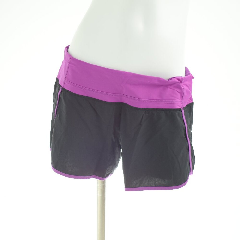 Lululemon Women's Black and Purple Shorts - Size 10